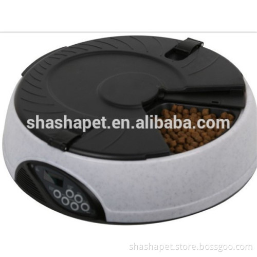 Six separate large food trays Automatic Record Pet Food Feeder and Automatic timed cat feeder